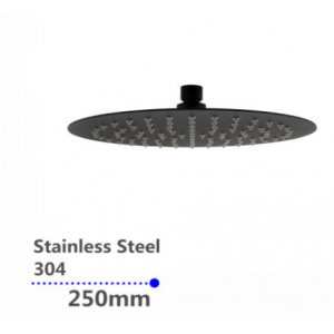 Aqua Matte Black Round Super-slim Shower Head 250